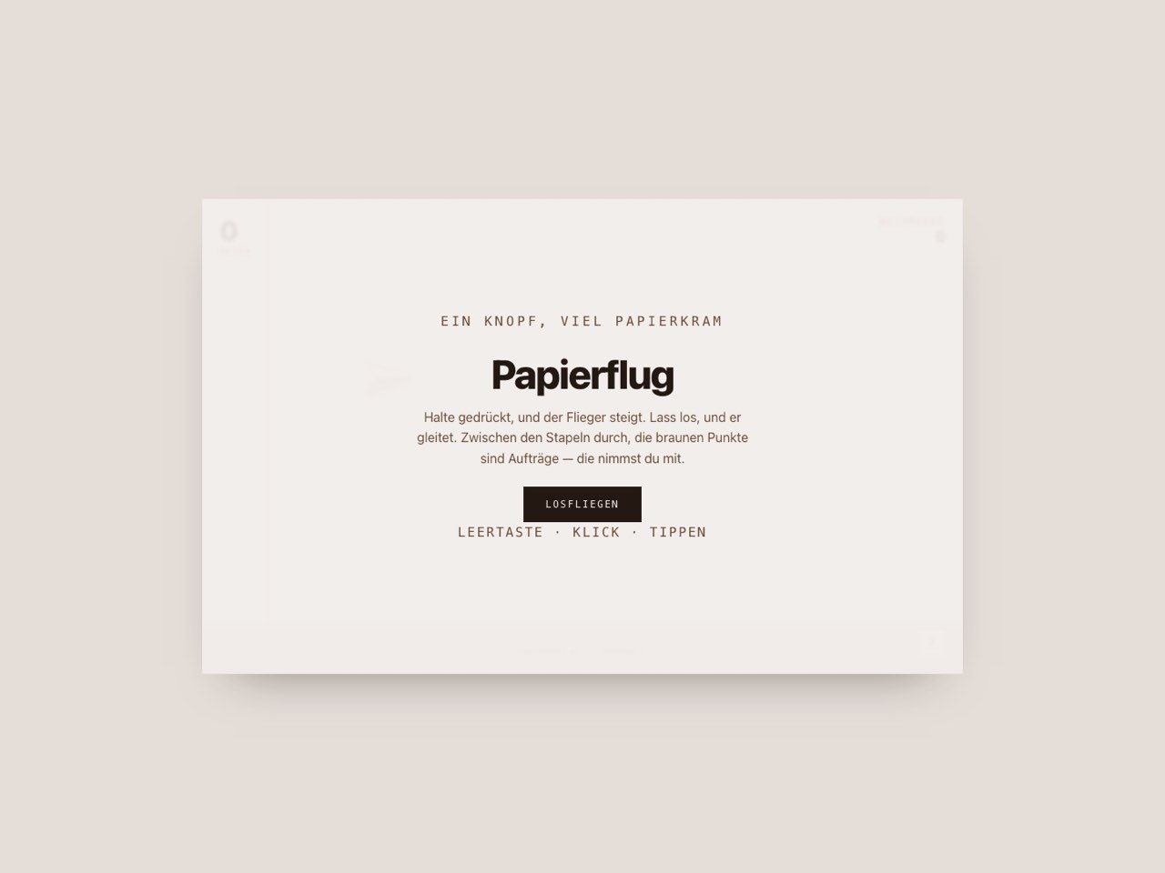 Papierflug — Mini-Spiel